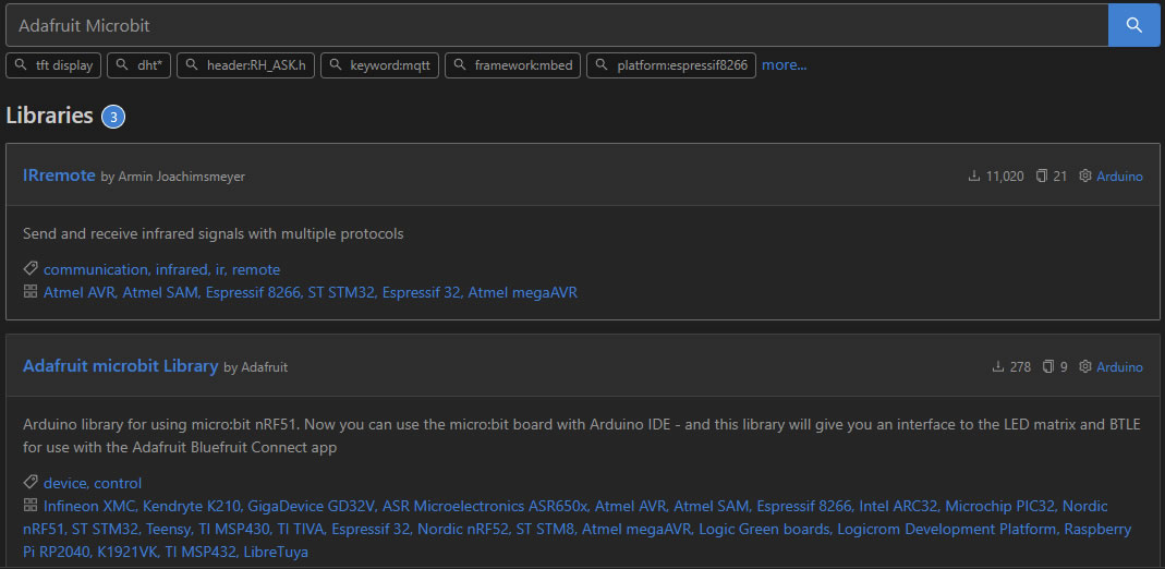 Adafruit microbit libraly